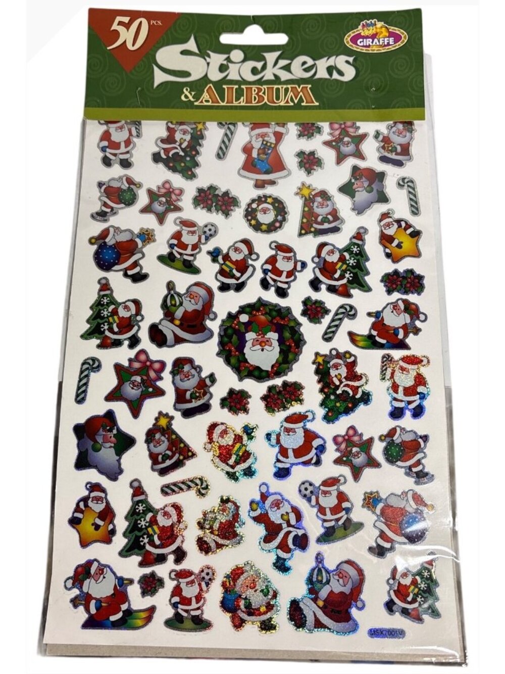 Christmas Sticker Set 50 Piece Glitter Santa Claus Holiday Stickers Canasia